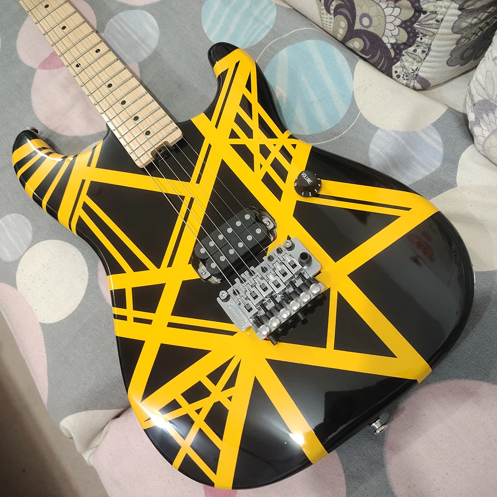 High quality yellow wired electric guitar with bottom turbo adjustment, in stock and fast shipping