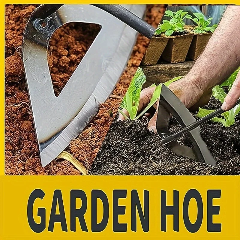 Handheld Hollow Hoe All Steel Hardened Weeding Rake Rust Proof Heavy Duty Tool for Garden Farm Vegetable Soil Loosening
