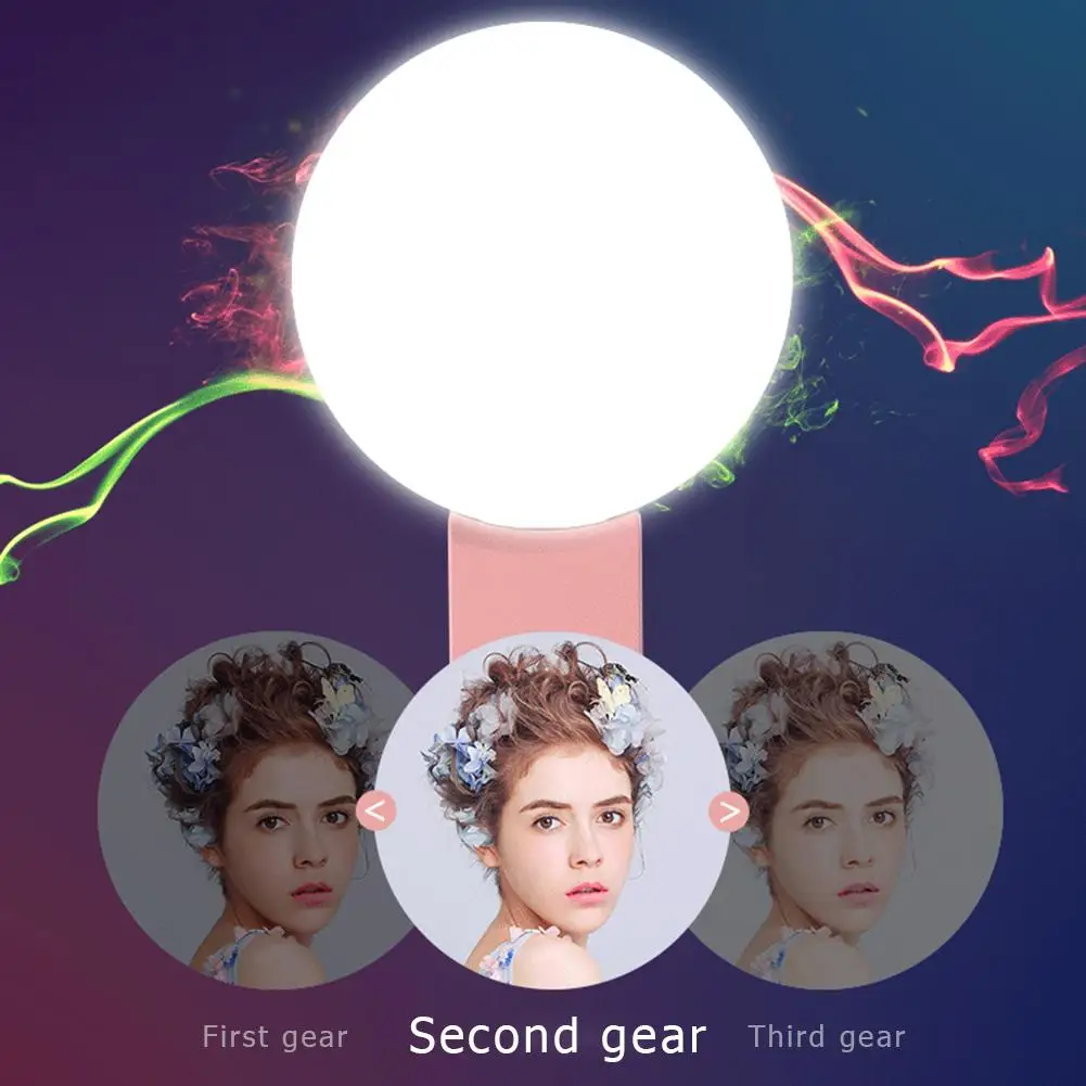 ใหม่แหวนไฟเซลฟี่โทรศัพท์มือถือ LED แบบพกพาขนาดเล็กทนทานใช้งานได้จริงสามหยุดลดแสงได้คลิปเติมแสง