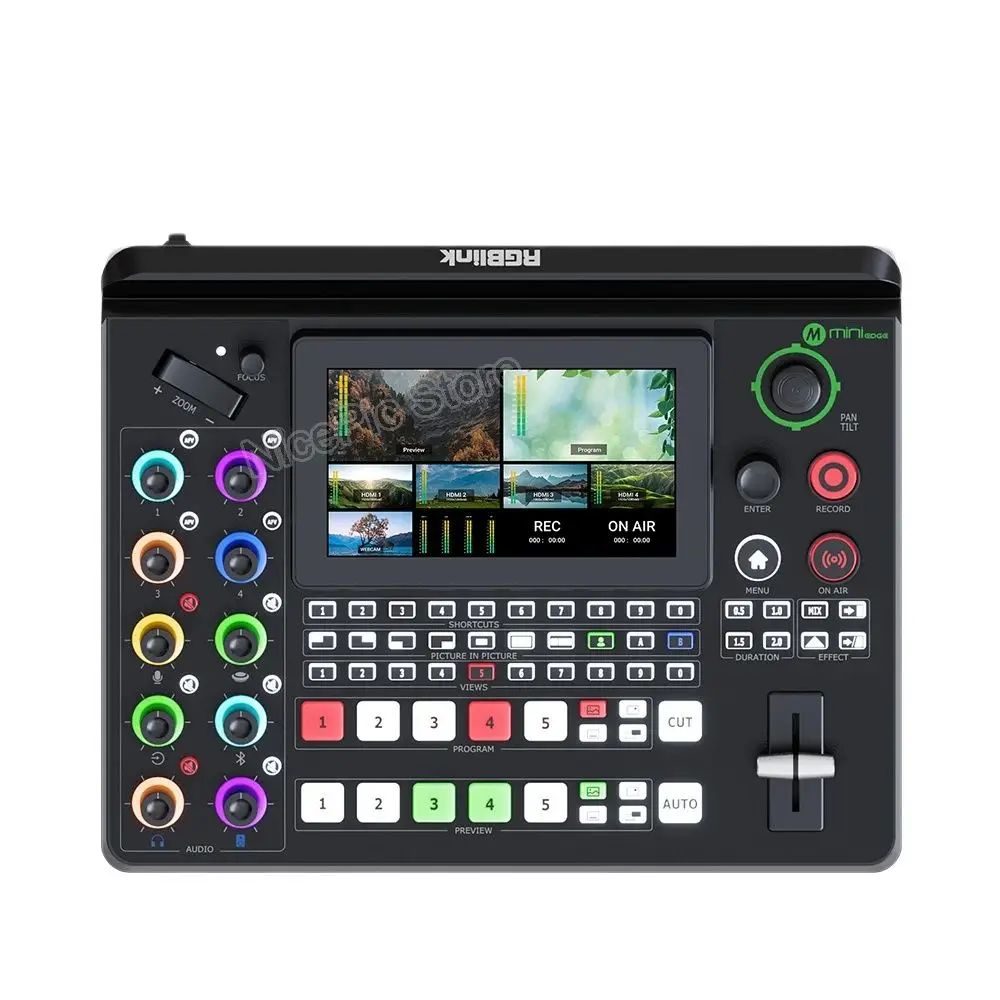 Rgblink mini edge 5 Channel All-in-One Video Mixer Switcher 5.5 inch LCD Screen USB HDMI-Compatible For Live Streaming Broadcast