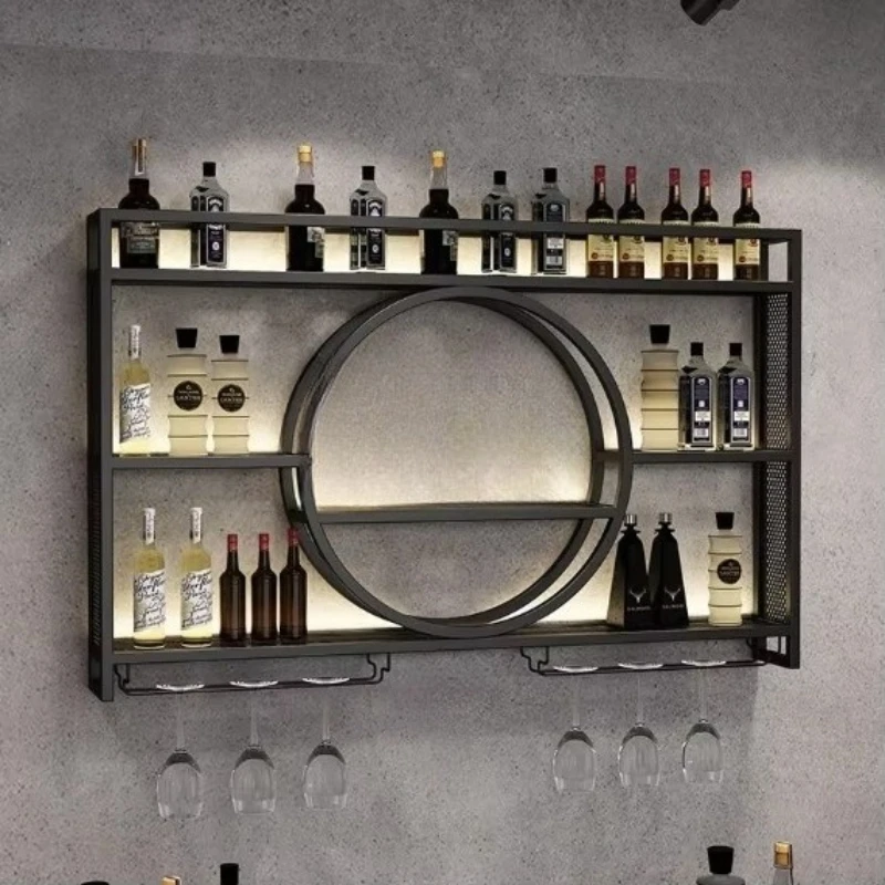 

Iron rod wine rack wall display cabinet restaurant storage rack wall mounted modern wine rack