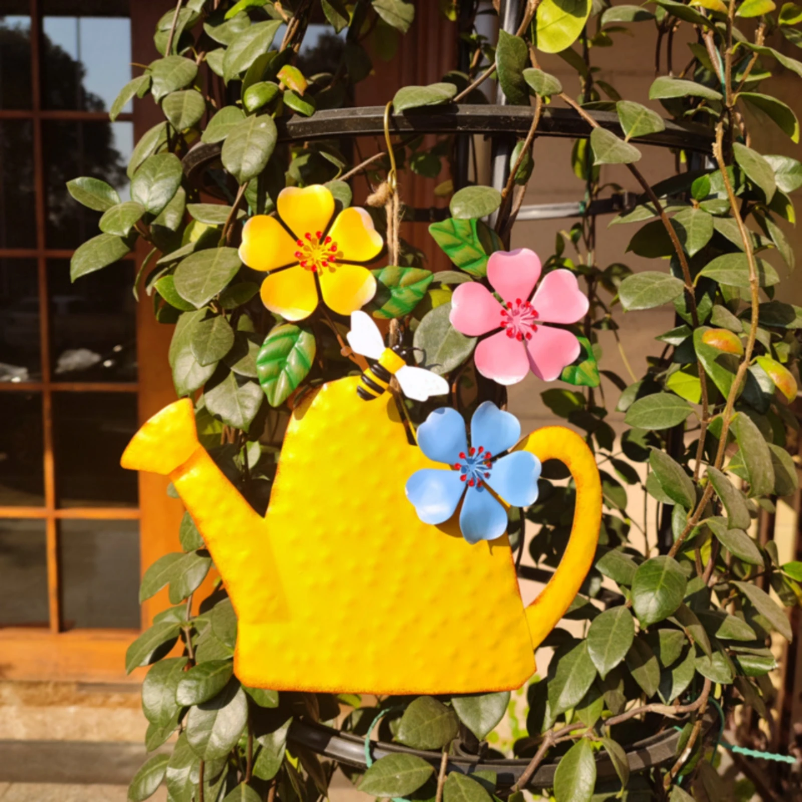 Watering Can Wall Art Handmade Metal Watering Can Decor Iron Flower Wall Decor Outdoor Home Decoration Rustic Farmhouse Style view 2