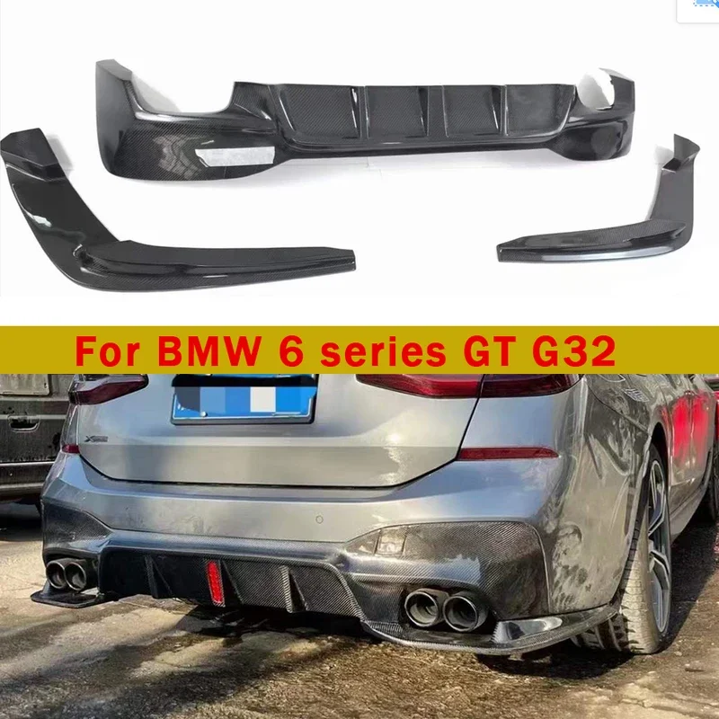 For BMW 6 Series GT G32 630 640 6GT Carbon Fiber Car Rear Bumper Diffuser Rear Splitters Spoiler Back lip Car Accessories