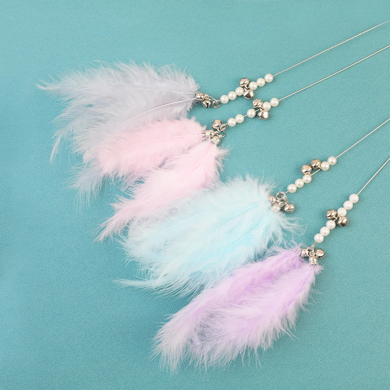 Hot Fairy Feather Bells Tease Cat Stick Interactively to Relieve Boredom and Make Sounds of Cat Toys Four Colors