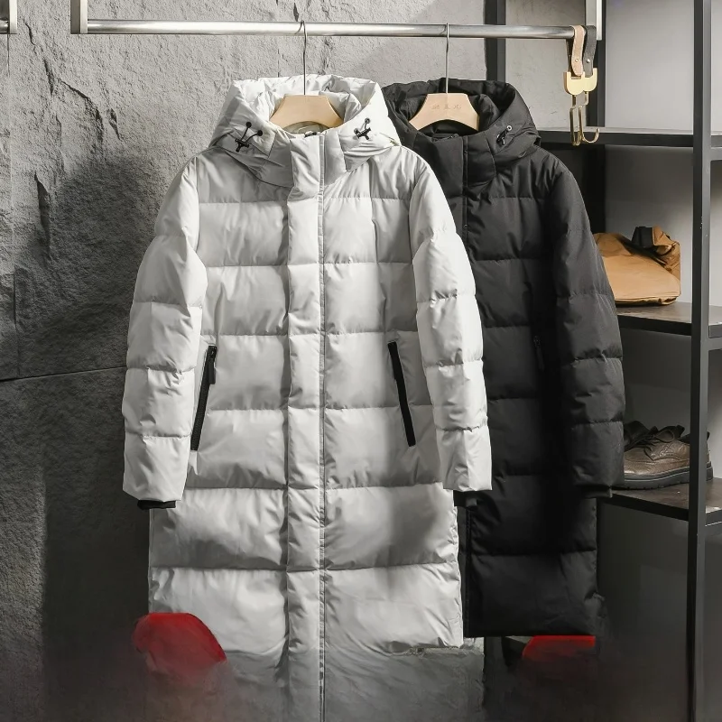 

High-End 2K Level Ultra-Warm 90% White Duck down Puffer Jacket Men Women Couples Mid-Length Autumn Winter Thickened Fashion