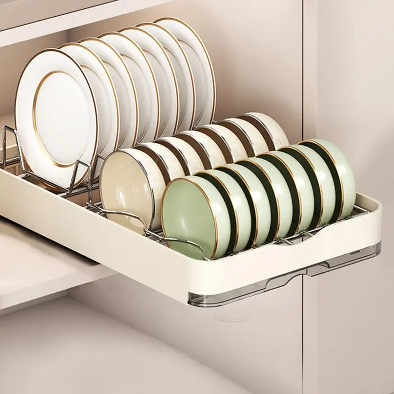 

Pull Out Cabinet Organizer Slide Out Dish Rack With Drainboard Kitchen Shelf Dish Holder Storage Rack For Bathroom Living Room