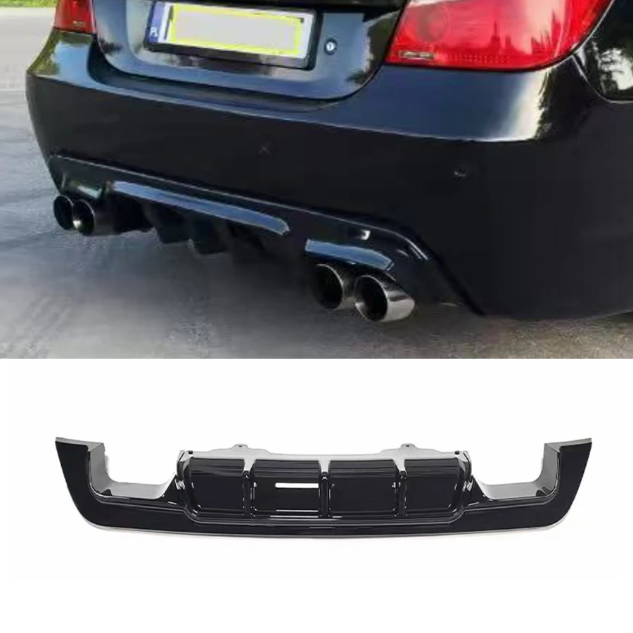 Für BMW 5er Serie E60 M Sport 2006-2010 Ersatz MT-Style LED-Licht Heckdiffusor Spoilerlippe ABS Hochglanz Schwarz Karosserie-Kit