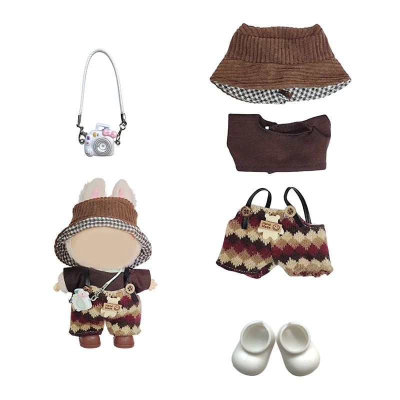 

For Ropa Labubu Doll Clothes Accessories Red Jacket Baseball Shirt For 15/17cm Labubu V2 V1 Plush Doll Clothes Toy Gift