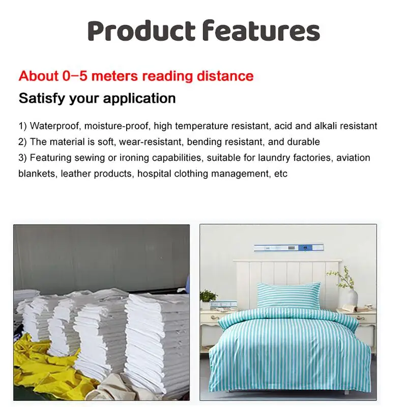 5Pcs RFID UHF Tags Stickers Heat Resistant Washable Laundry Tag Cloth Industrial Laundry Manage RFID Sticker Adhesive