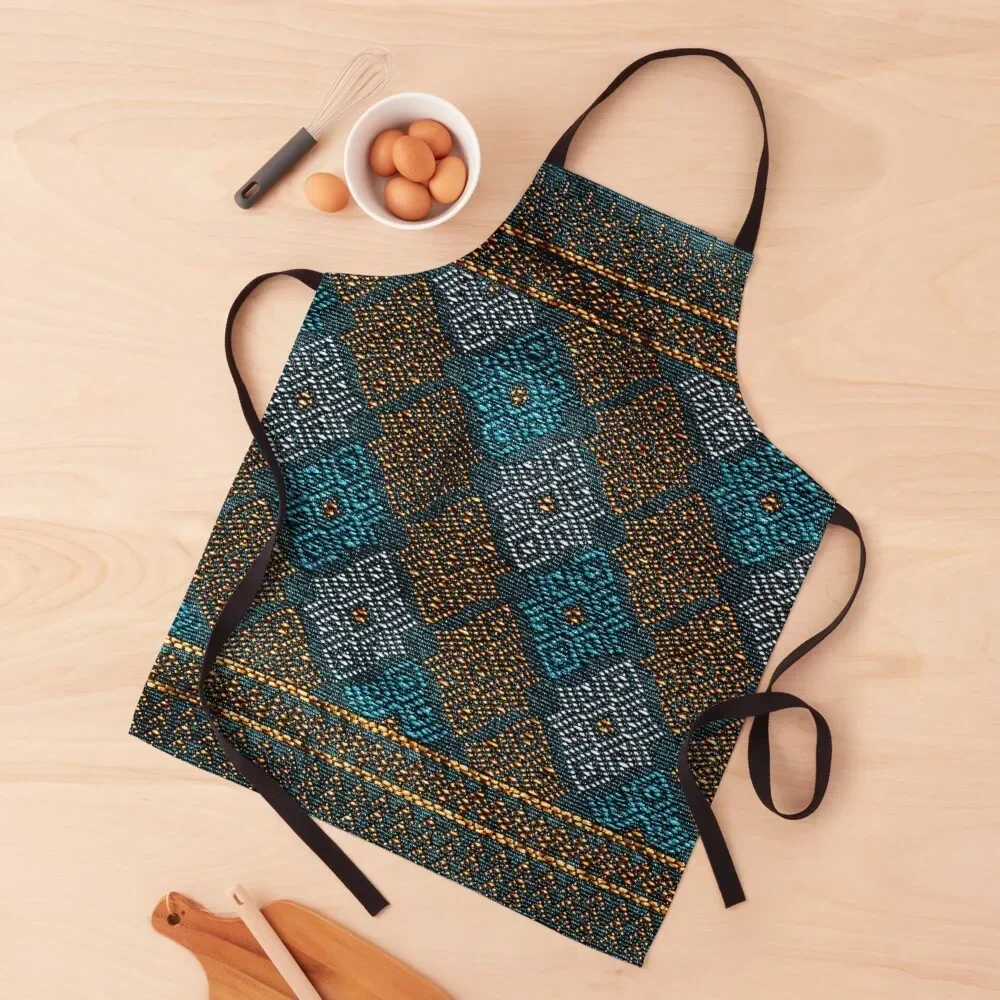 

Thai Silk - Blue Gold Thai silkworms Apron Bib For Kitchen House Things For Home And Kitchen Cooking Clothes Apron