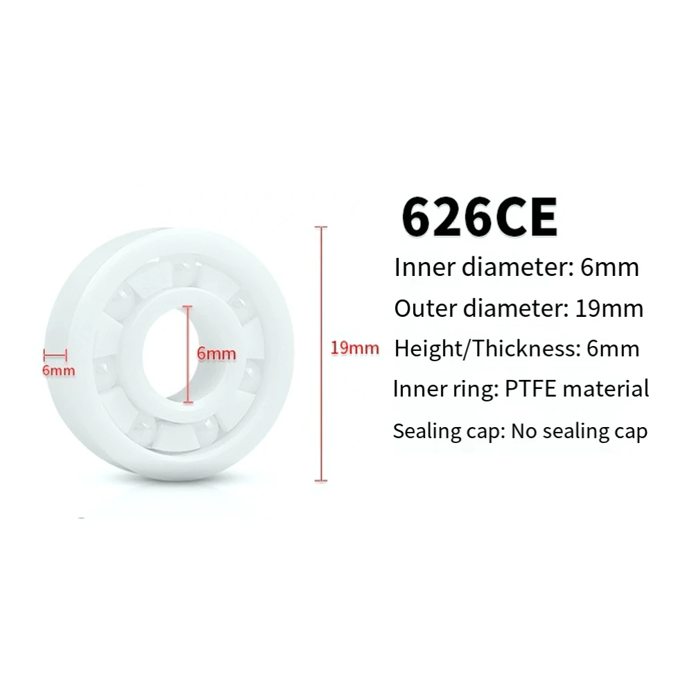6x19x6mm ZrO2 Ball Bearing Zirconia Earthenware Bearing Full Earthenware Operating Up To 180 C Easy Installation