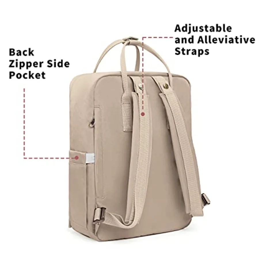 Casual Laptop Backpack 15 Inch Square Daypack Totepack Travel Bag Anti Splash Multi Pockets Classic Adjustable Rucksack For Out view 5