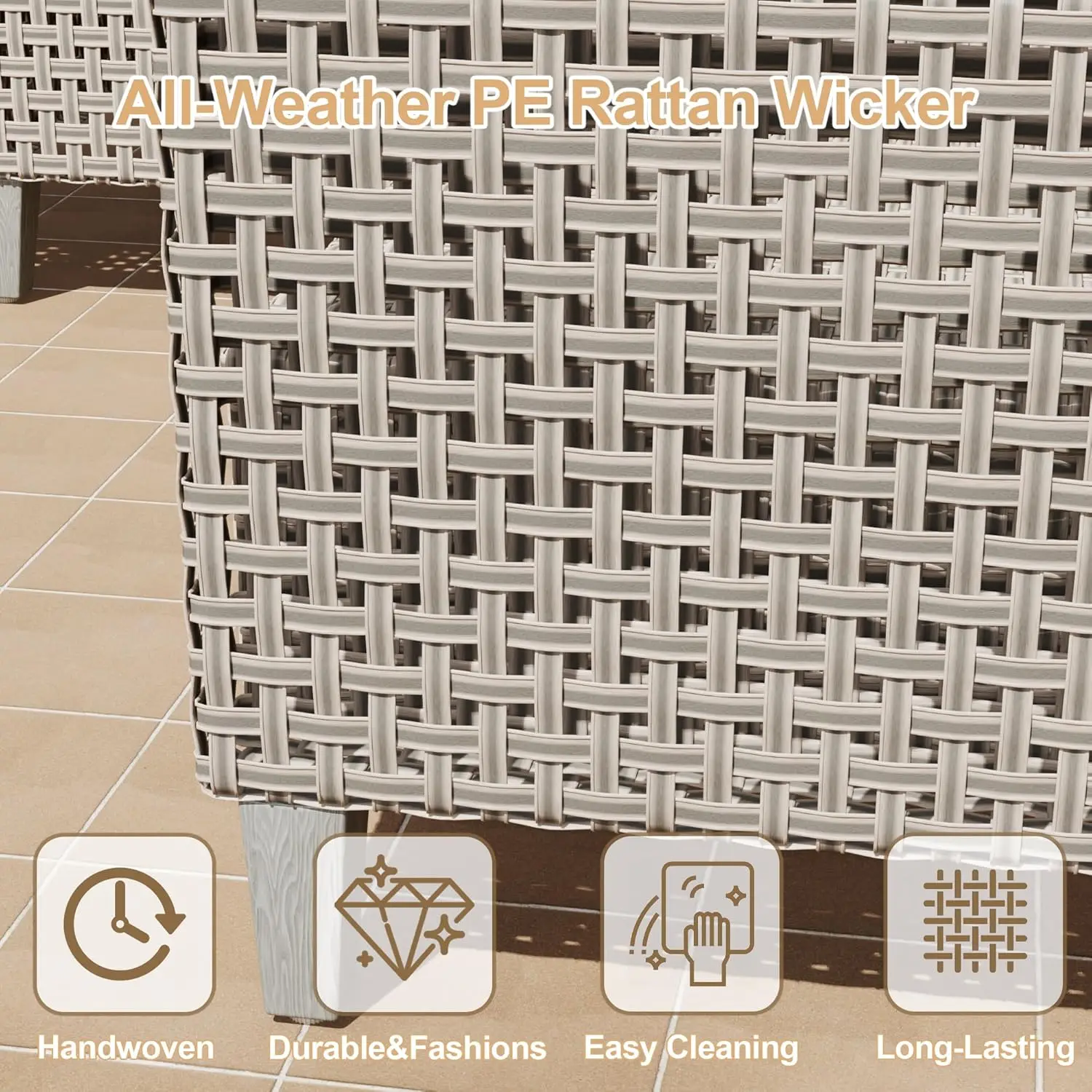 7pc Patio Set Ottoman Outdoor Sectional Sofa Cushion Modular Wicker Rattan Conversation Garden Poolside Black Customized