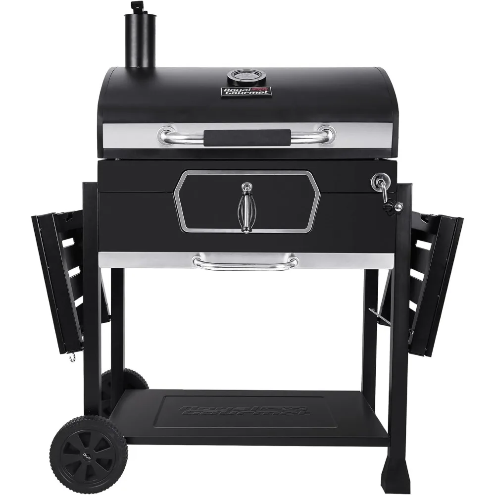 Royal Gourmet CD2030AN 30-Inch Charcoal Grill, Deluxe BBQ Smoker Picnic Camping Patio Backyard Cooking, Black, Large