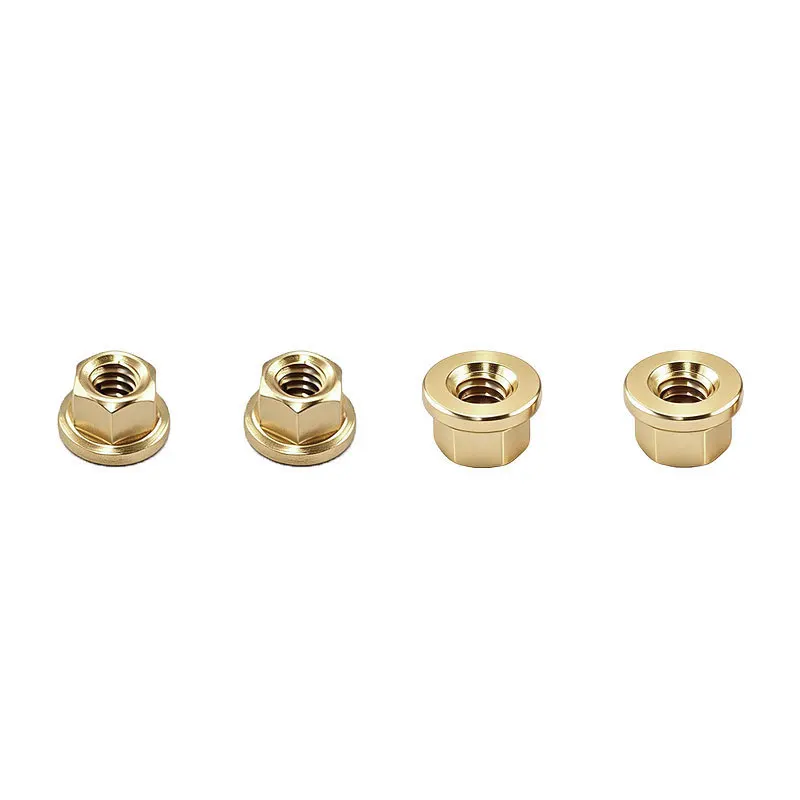 4pcs Brass M2 Flange Wheel Hub Nut for Axial SCX10 Jeep K10 RC Car Metal Upgrade Parts