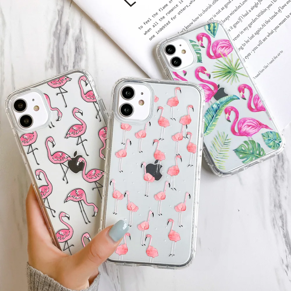 Чехол для телефона с изображением фламинго и авокадо для iPhone 16, 15, 14, 13, 12, 11 Pro XS MAX 7, XR 8 7 Plus, прозрачный чехол Fundas