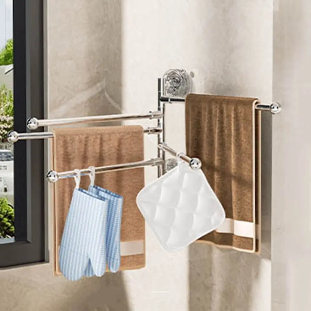 Plastic Suction Cup Towel Rack Punch-free 3/4/5 Towel Bars Multi Pole Storage Rack Wall Mounted Space Saving