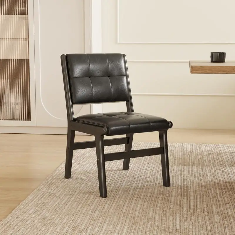 Set of 2 Upholstered Dining Chairs with Wooden Legs, No Armrest, Suitable for Kitchen, Dining Room, Living Room, Bedroom and