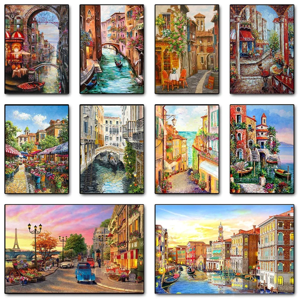 Modern Paris Street Landscape Canvas Painting Wall Art Nordic Abstract City Scenery Poster Prints For Living Room Home Decor