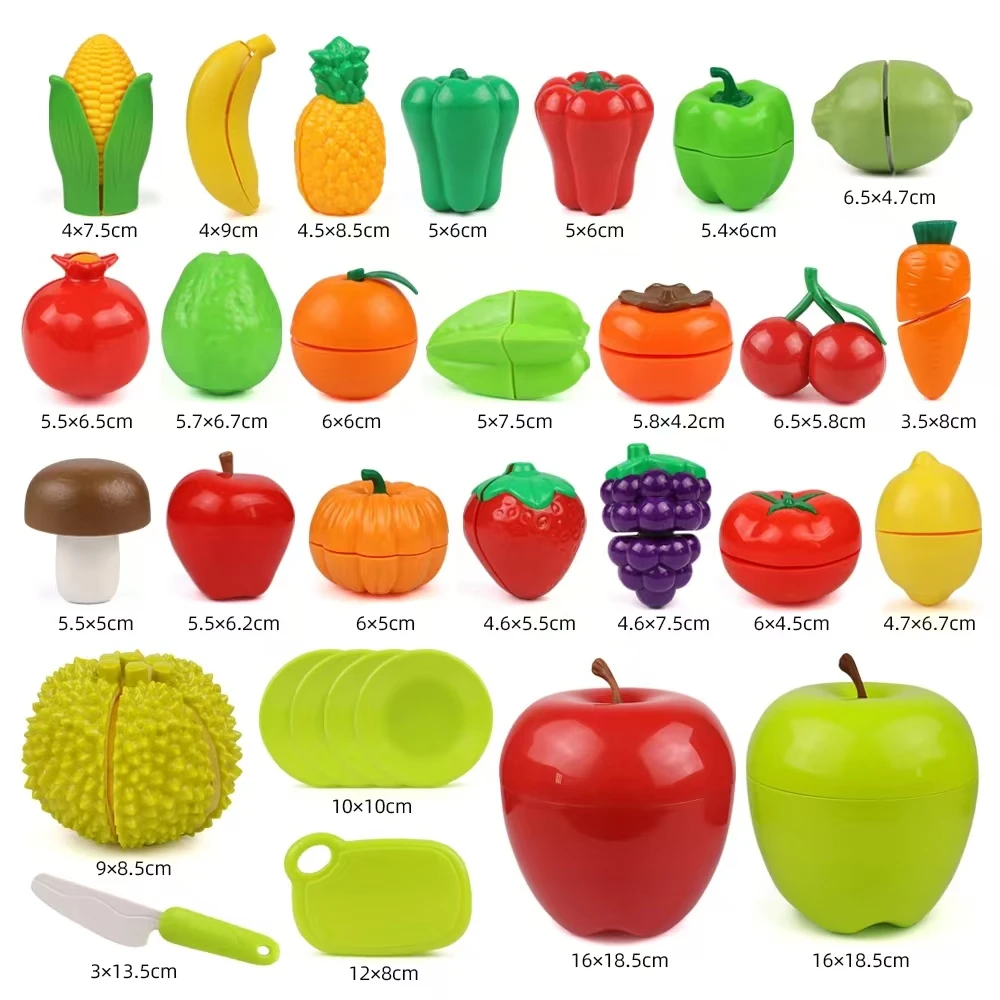 어린이 장난감 과일과 야채 자르기 세트 어린이를위한 역할 놀이 시뮬레이션 주방 장난감 몬테소리 아기 장난감 어린이 선물