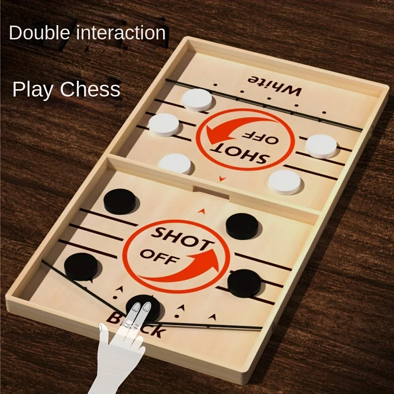 

Деревянный настольный хоккей с двумя шайбами, вратарем и мини-игровым полем для семейных вечеринок, игры в помещении и на улице