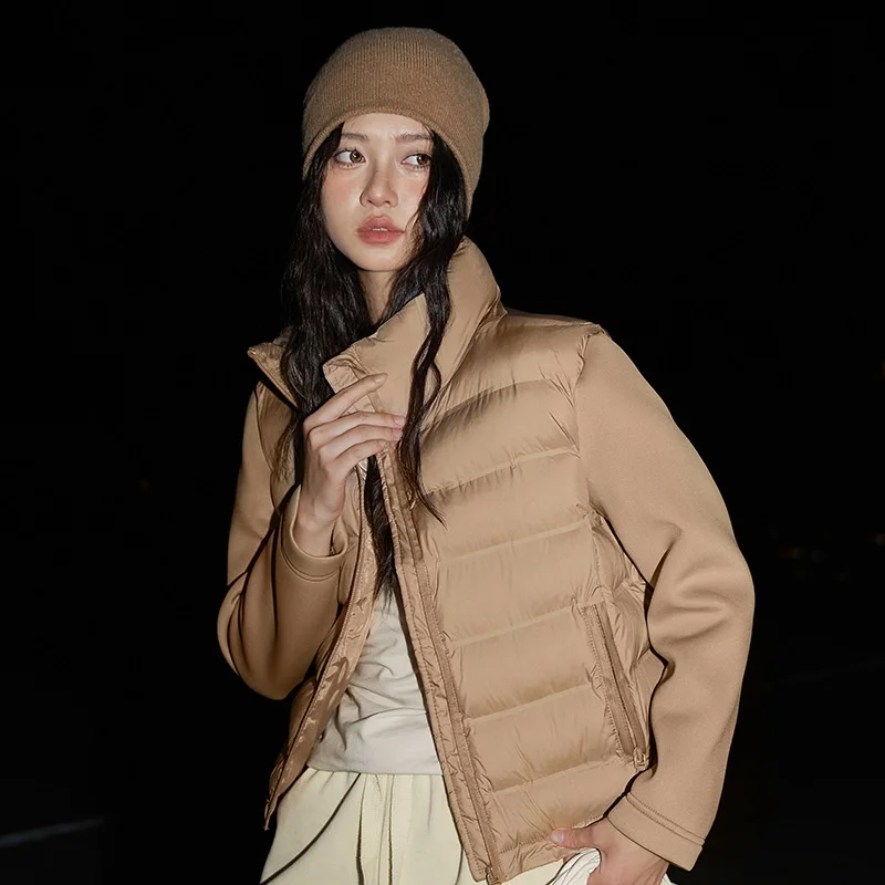 

New Autumn Casual Sve Patchwork Cotton Jaet Pure Color Women's Outerwear Loose Fit Zipper Closure Windproof ort Sle