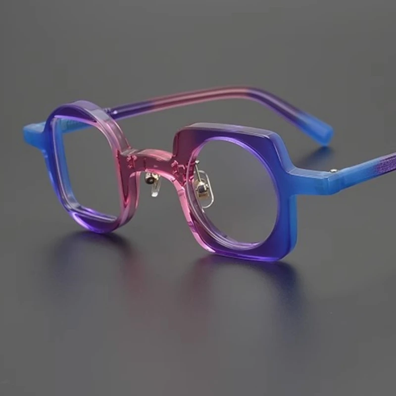 Multi Color Composite Style Novel Designs With Different Shapes of Squares And Circles Acetate Unisex AAA+ High Quality Glasses