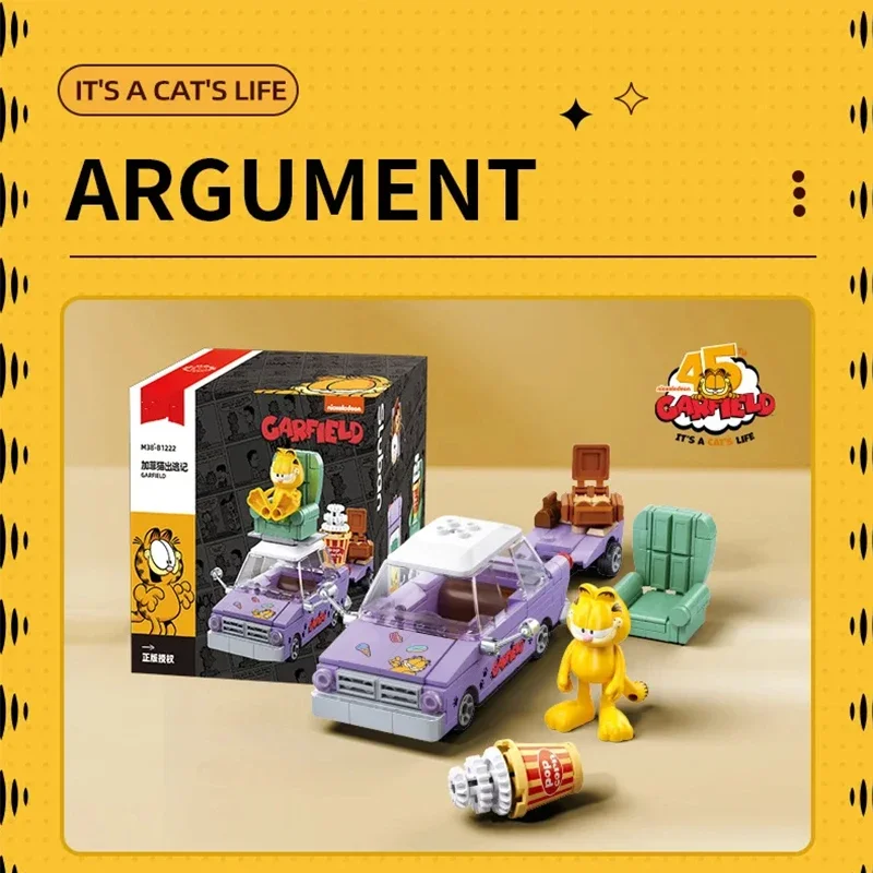 Garfield Car Building Blocks City Magic Cartoon Cat Anime Figures Collection Dispaly Model DIY Bricks Toys Youth Birthday Gift