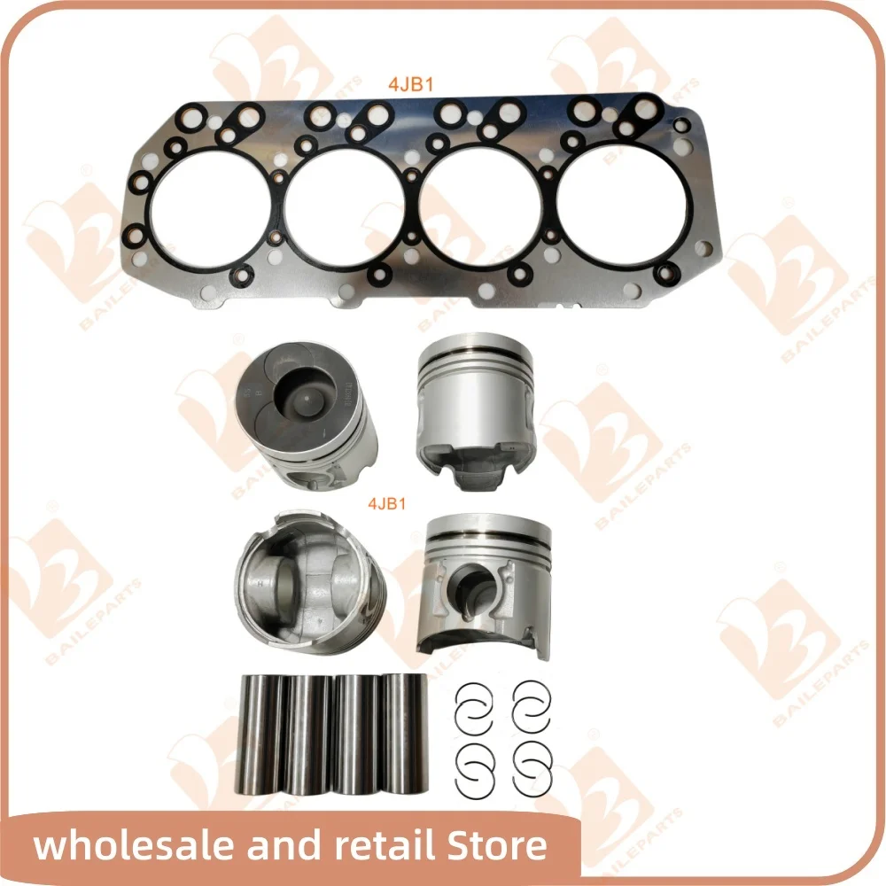 

For Isuzu 4JB1 Cylinder Head Gasket 4-Cylinder Piston with Pin Lock 93*2.5HK+2+4mm Overhaul Rebuild Kit Engine Spare Parts