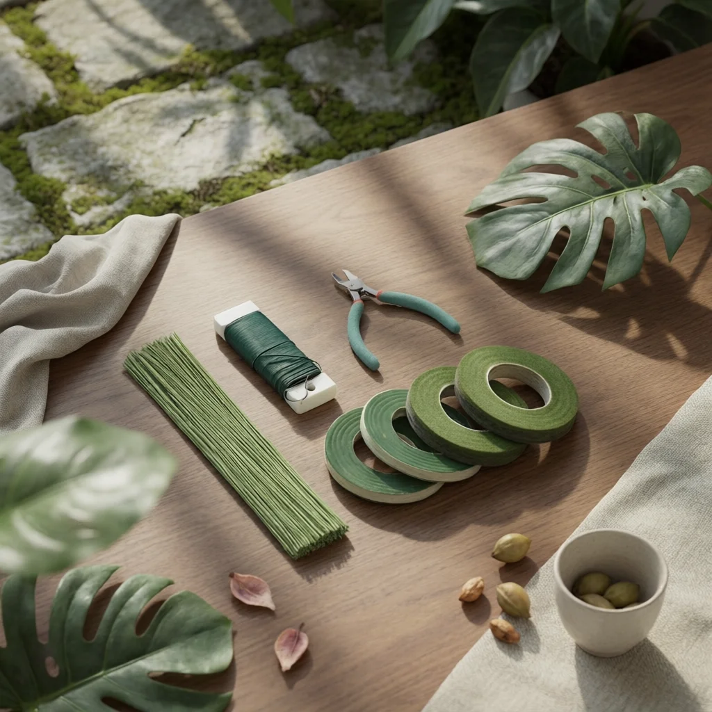 Floral Tape Green - フラワーアレンジメントキット DIYフラワーテープキット 花茎ワイヤーセット グリーンフラワーテープセット 初心者向け、パーティーに最適