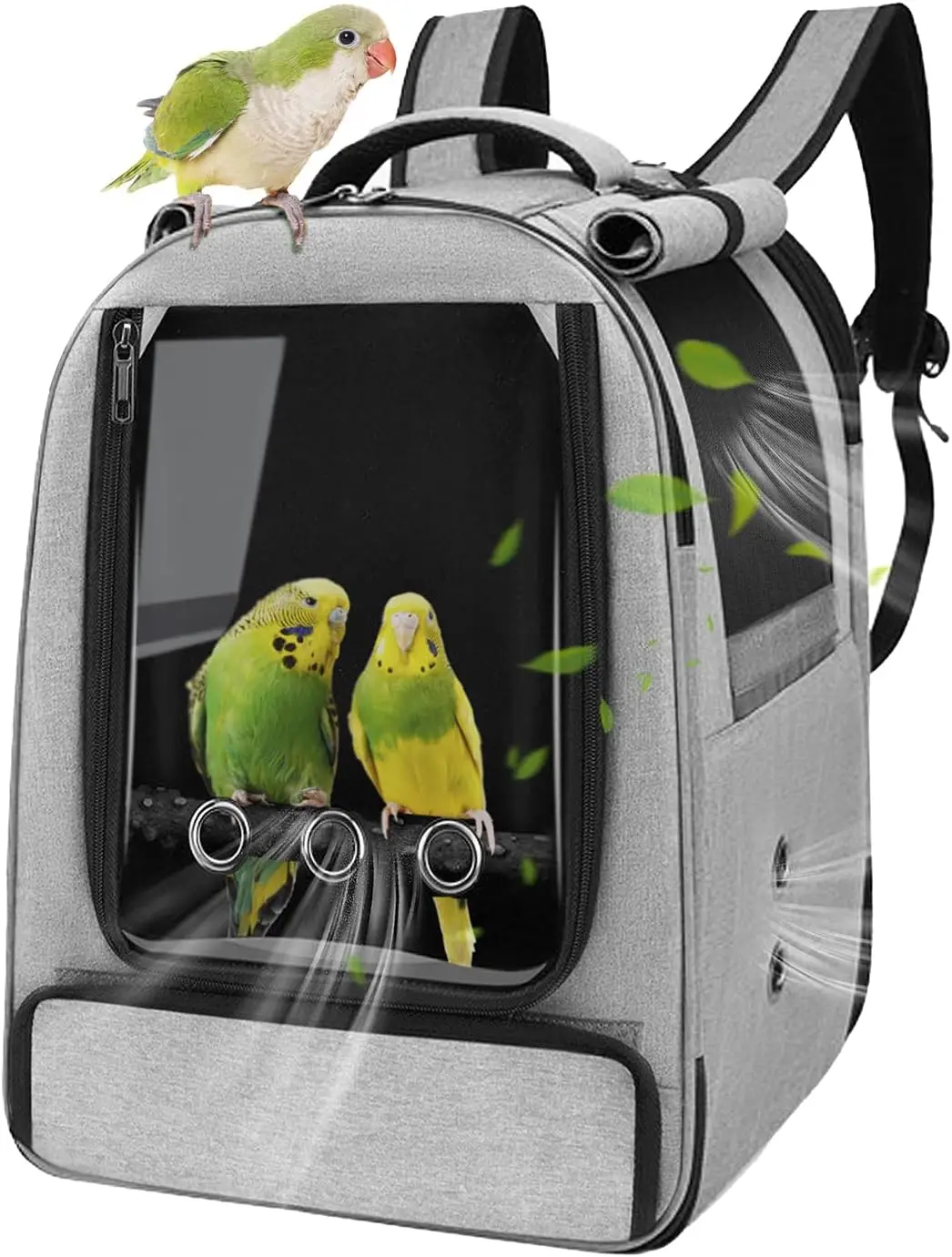 

Bird Backpack Carrier with Tray, Perch, Feeding Tank & Waterproof Pad for Parakeets, Lovebirds, Medium Birds