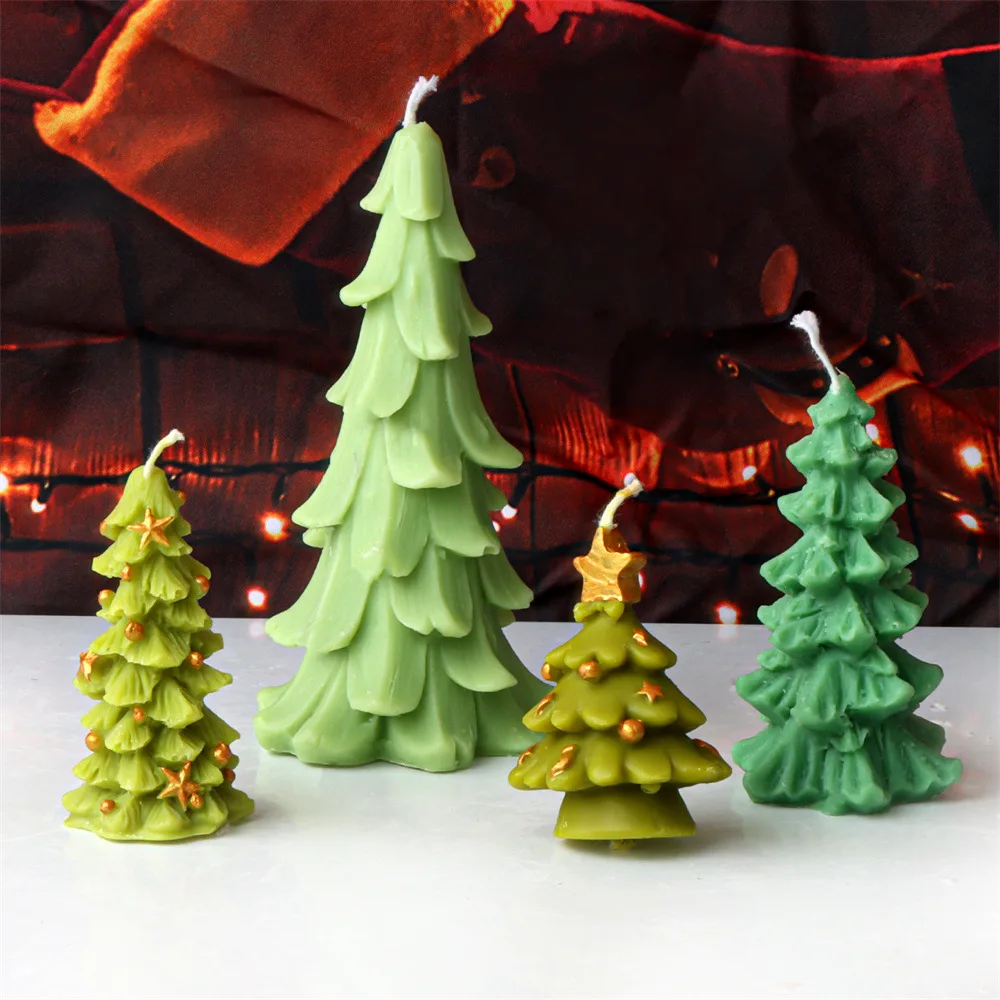 3D Tannenbaum Weihnachtsbaum Kerze Silikonform Fünfzackiger Stern Nadelholz Weihnachtsbaum Kerze Silikonform