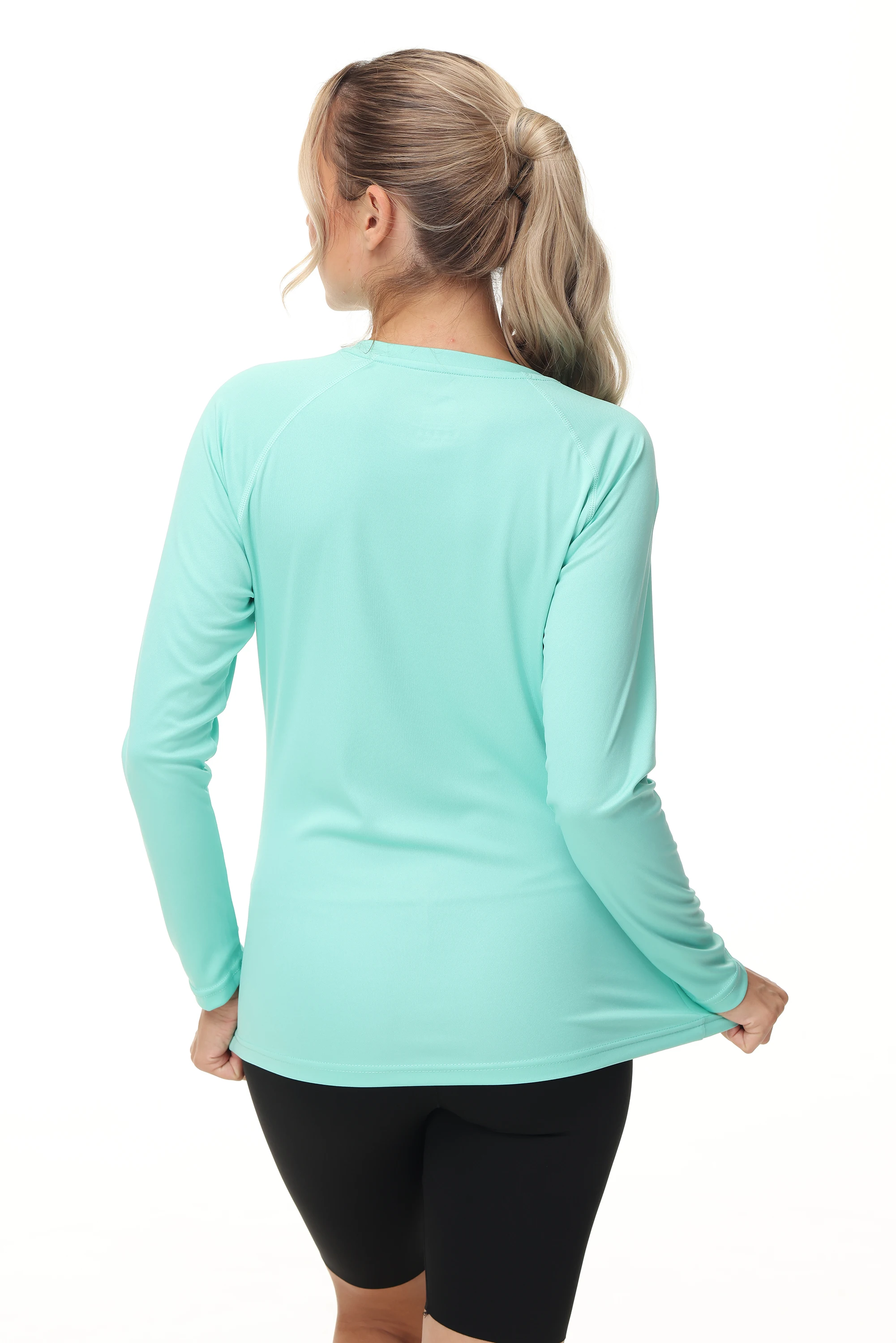Schnell trocknende Sommer-Damen-T-Shirts UPF 50+, mit Taschen, langärmlige Schwimm-T-Shirts, Pullover-Oberteile für Strand-Outdoor-Sportarten – Detail 6
