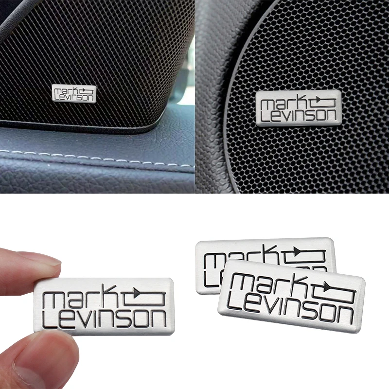 2/4pcs 3D Metal Aluminum Speaker Car Styling Mark Levinson Badge Emblem Audio Stickers Interior Decorate Decals Auto Accessories