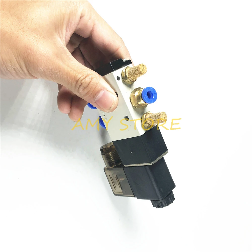 1Pc 5 Way 2 Positions  Solenoid Valve With PC-6mm 8mm 10mm 12mm Push In Quick Fitting 4V210-08 DC24V DC12V AC110V AC220V