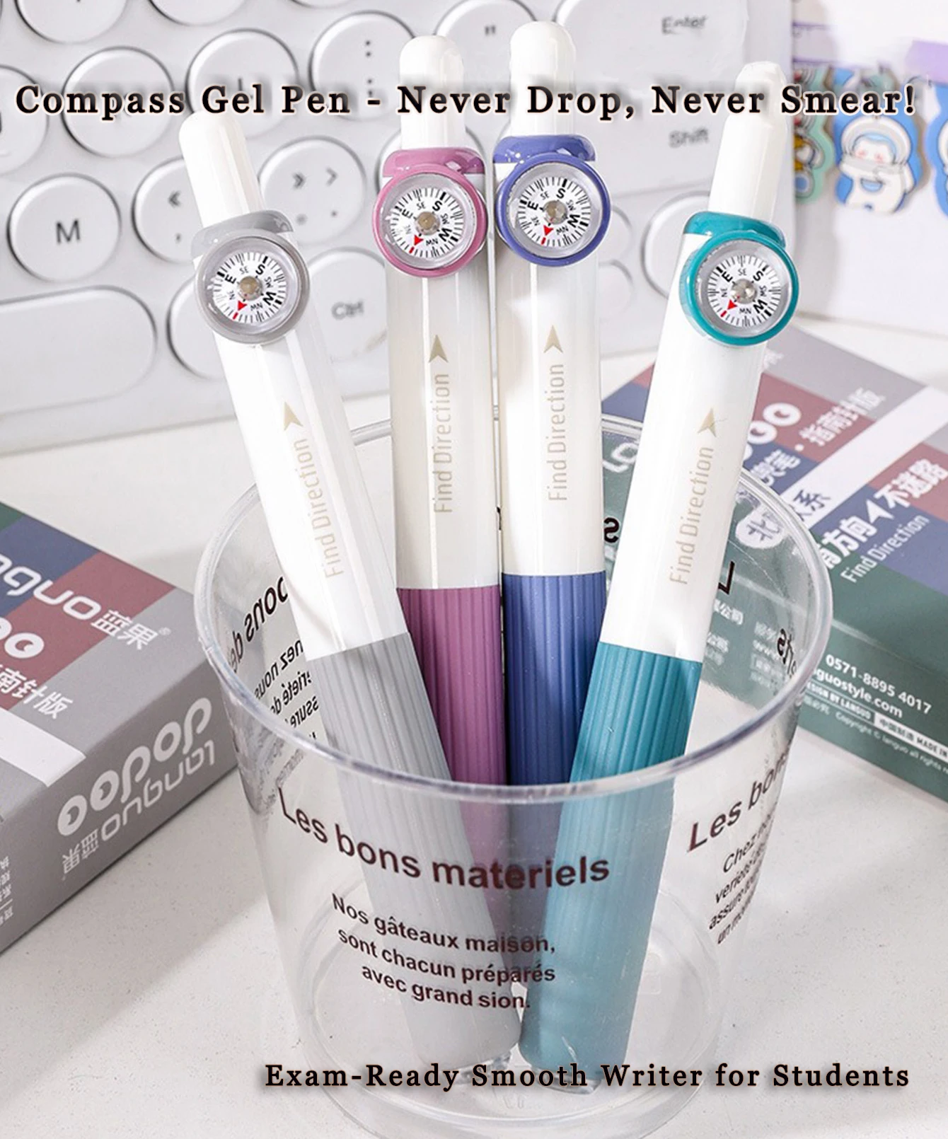 

LanGuo Gel Pen Click Quick Dry Anti-Drop CS Tip Compass Design Stylish Smooth Writing Comfort Grip Students Office School Supply