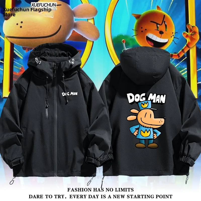 

DOGMAN Casual Loose Fit Windbreaker Jaet ex Teenage Faionable Polyester Fiber Hooded Zipper Closure Coat for All Seasons
