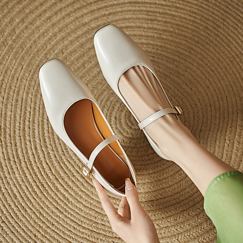 

ORCHA LISA Women's Mary Janes Pumps Square Toe 4.5cm Thick Heel Buckle Black Gold Silver Big Size 42-43 45-46 US14-15 Spring