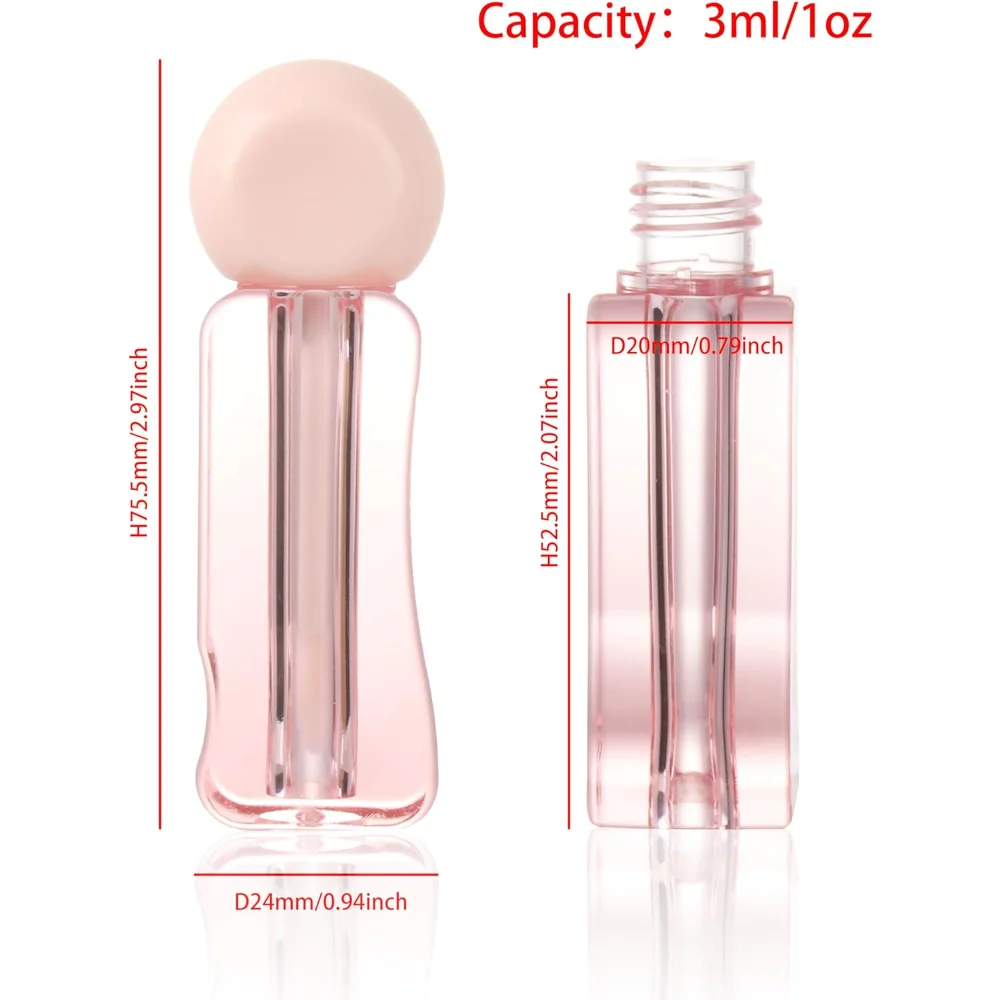 10 Stück 3ml Niedliche Unregelmäßig Geformte Leere Nachfüllbare Lipgloss-Tuben mit Applikator Rosa Lipgloss-Behälter für Lippenöl-Verpackung – Detail 2