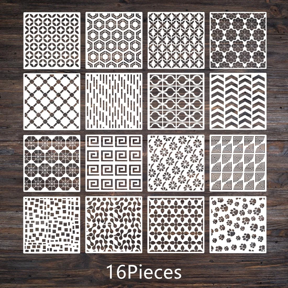 

16Pcs/Lot 15cm Geometric Tile DIY Layering Stencils Wall Painting Scrapbook Coloring Embossing Album Decorative Template