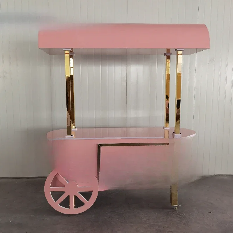 Baby Shower Party Dessert Cart Pink Acrylic Candy Cart Wedding Decoration Led Candy Cart With Wheels For Party Used