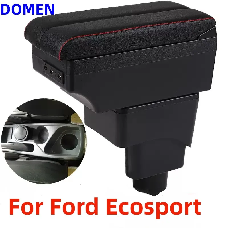 

For Ford Ecosport armrest box Central Store Content With Retractable Cup Hole Large Space Dual Layer USB Charging 2013-2017