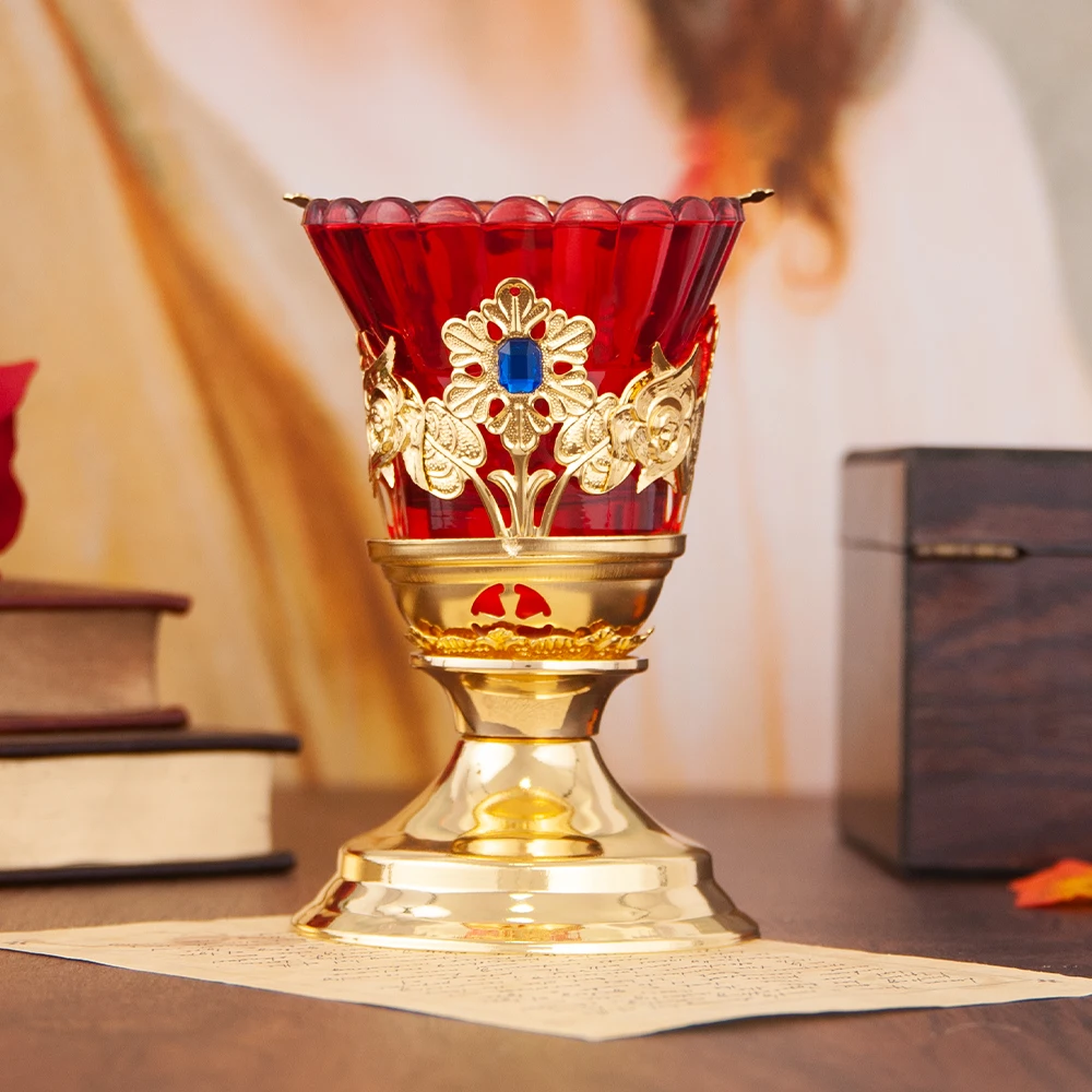 HTISOK Orthodoxer Kerzenhalter, Orthodoxer Kerzenständer, Sakrales Design für Gebetsaltäre, Segensreicher religiöser Kerzenhalter – Detail 5