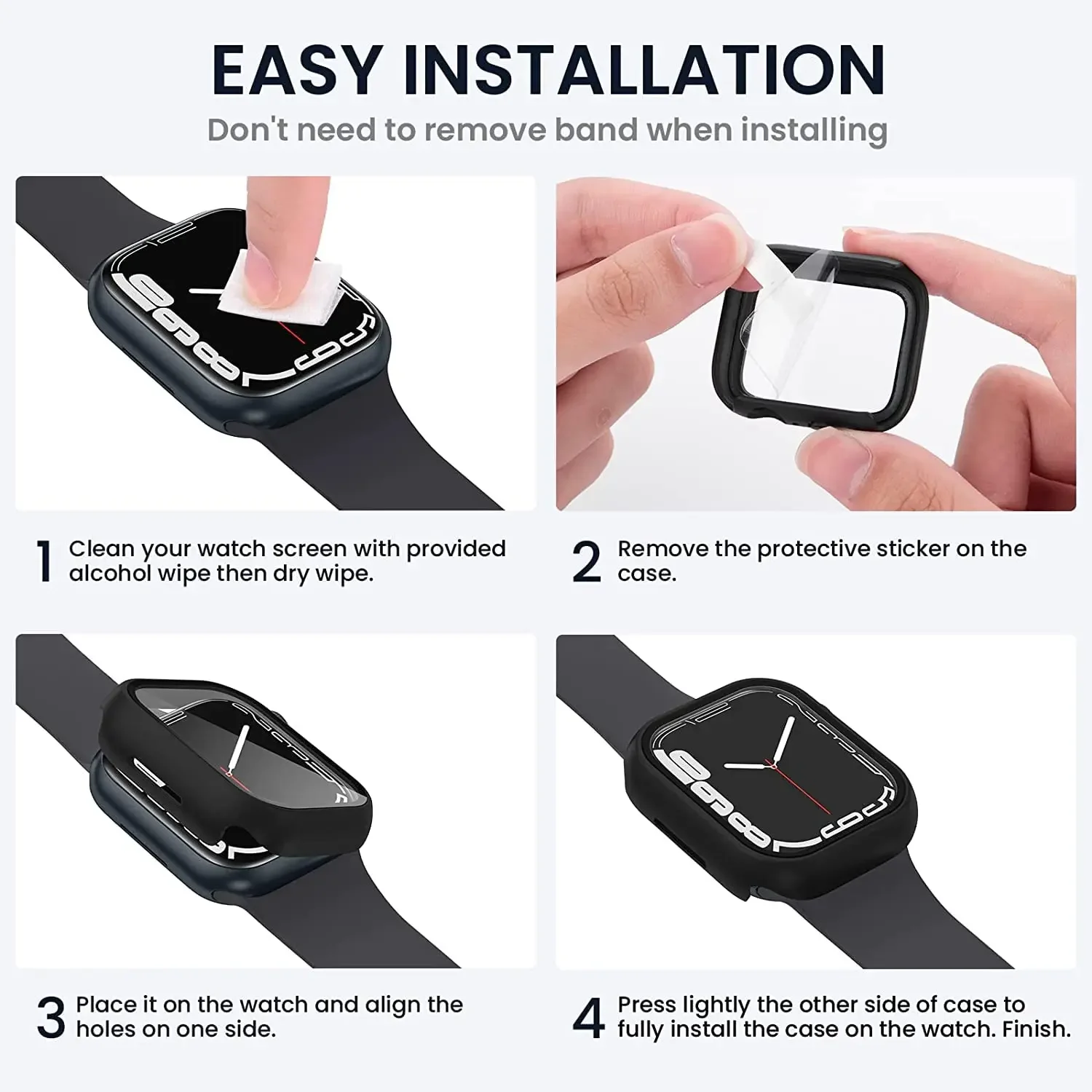 3 Pack Tempered Glass Cover for Apple Watch Screen Protector Case 9 8 7 6 5 4 3 SE 40MM 41mm 46mm 45mm 10 42mm 38mm Accessories image 6