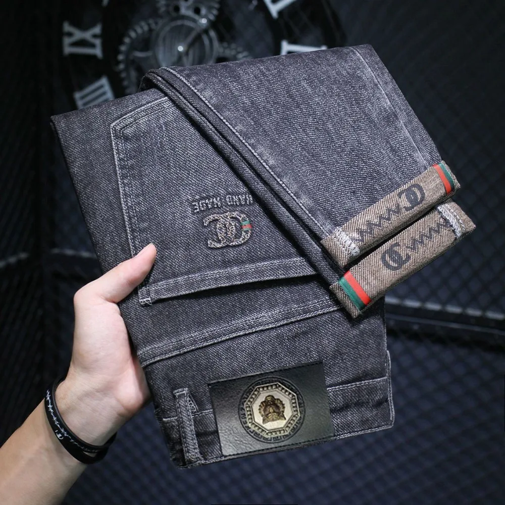 ممزق منتظم سليم صالح مستقيم جان الراحة عادية الخريف موضة الدنيم بانت كلاسيكي نحيل خمر للجنسين الرجال تمتد بنطلون