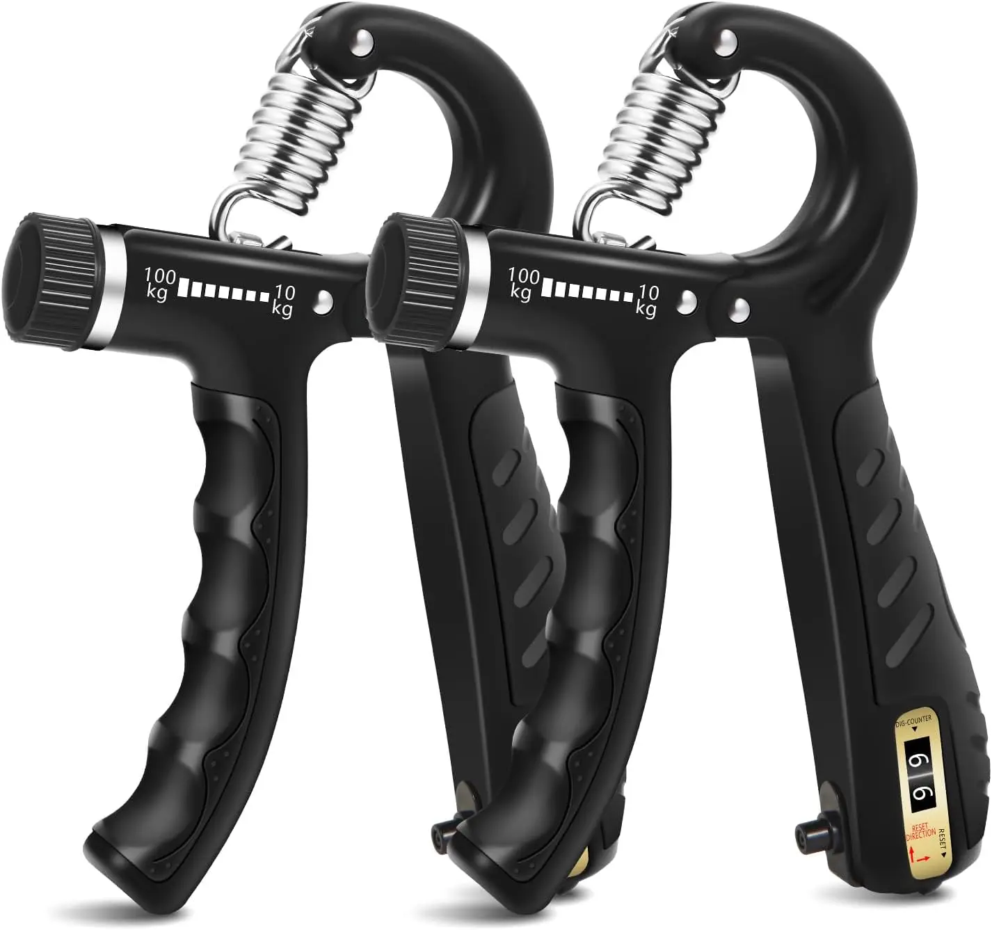 2PCS Grip Strength Trainer with 22-220Lbs (10-100kg) Adjustable Resistance, Hand Gripper, Forearm Strengthener, Finger Exerciser