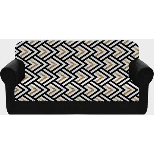 Else Yellow Black Arrowed Patterned Sofa Sofa Bed Seat Cover Shawl 175x225 cm