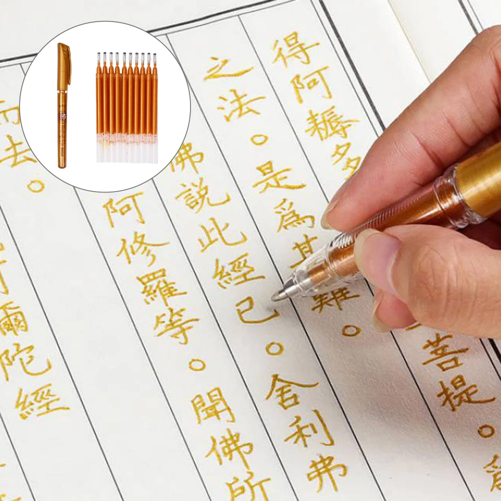 

1 set Glitter Pen Golden Copying Refill Smooth Plastic Replace Medium Tip Gel Ink Refills Writing Stationery