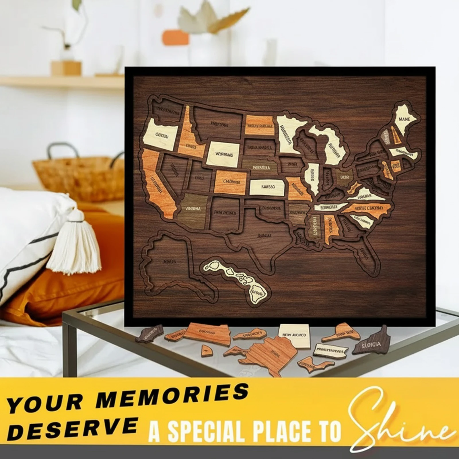 

Landmarks Cork Travel Map Reusable Interactive Geography Learning Toy Portable Wooden Puzzle for Couples And Families Gift