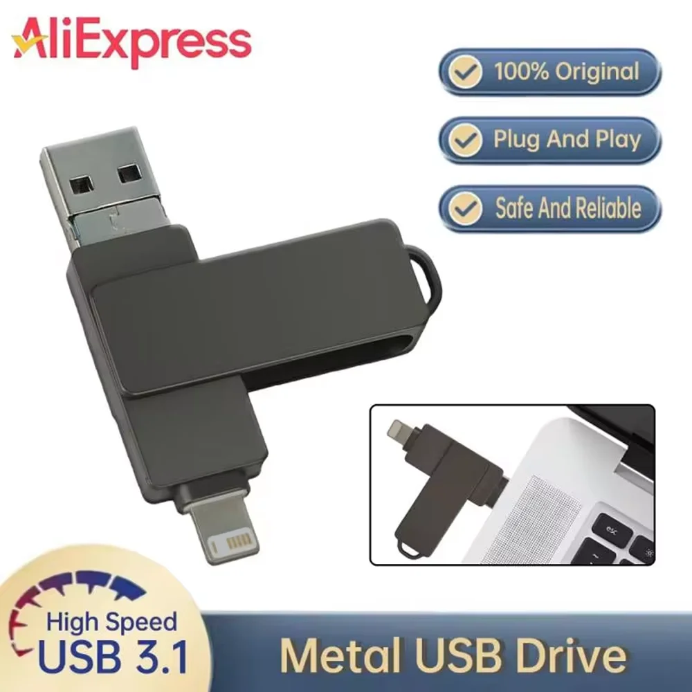 USB Flash Drive 3.0 High Speed USB Memory Stick 2 In 1 USB-A To Lightning IPhone Photo Stick External Storage USB Disk For Phone